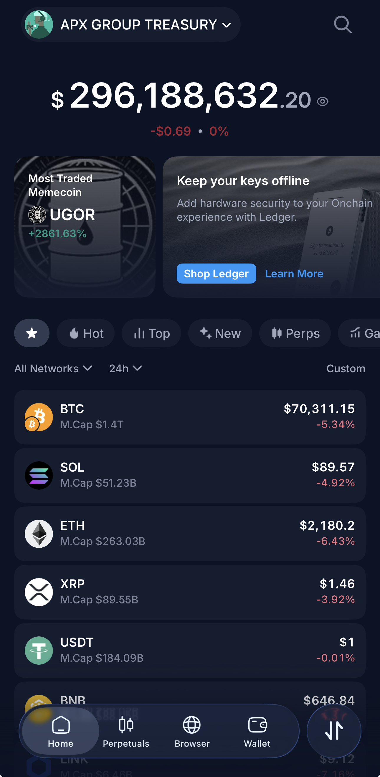 Crypto.com Treasury Account — $296,188,632.20